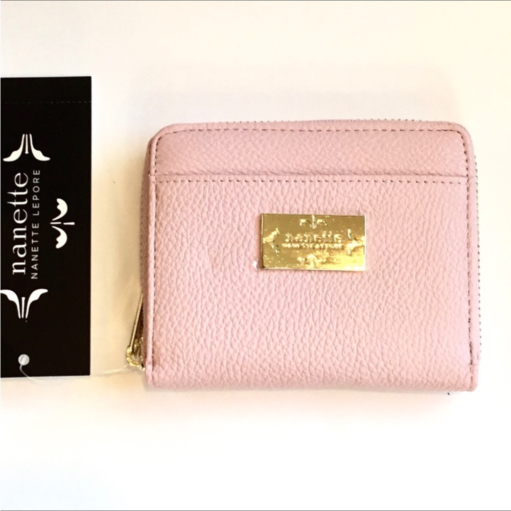 NWT Nanette Lepore Wallet Pebbled Vegan Leather Pink Zip - Picture 2 of 11